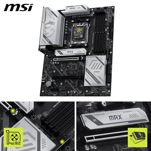 Image of MSI MAG X870E Gaming MAX WiFi Motherboard, ATX - Supports AMD Ryzen 9000 /8000 / 7000 Processors, AM5 - DDR5 Memory Boost (up to 8200+ MT /s OC), PCIe 5.0 x16, M.2 Gen5, Wi-Fi 7, 5G LAN