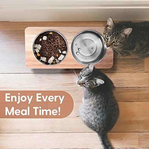Siooko YAMOOCO Elevated Cat Bowls, 15° Tilted Raised Cat Food Bowls Wood Pet Bowls thumb #5