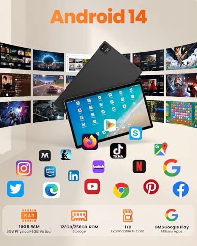 Image of 15.6 Inch Android 14 Tablet, Octa-Core Long Battery Large Tablets | 15.6 inch FHD screen, 8GB+256GB 2TB expand, Helio G99 8-core CPU, 12000mAh battery, Great for home, office, movie, business