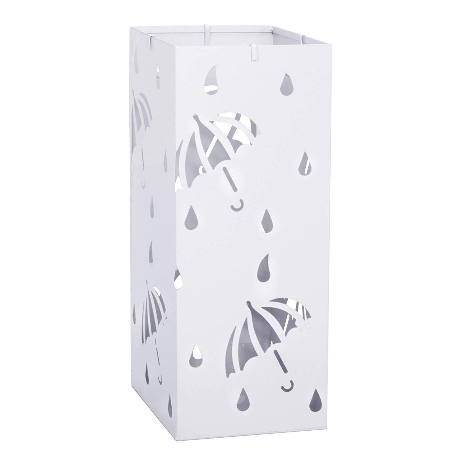 Porte-parapluie blanc carré indépendant avec bac d'égouttage pour entrée