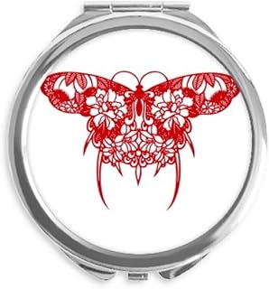 Chinese Traditional Culture Kite Paper Cutting Hand Compact Mirror Round Portable Pocket Glass