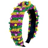 INLOLLY Mardi Gras Headband, Mardi Gras Beads Hair Accessories for Women Suit for Mardi Gras Costume, Mardi Gras Party Favors