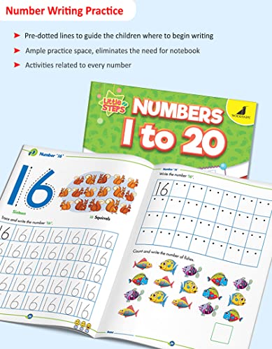 Image of Alphabets Capital and Small Letters Age 2 to 4 Years | Numbers 1 to 20, Pattern Writing Preschool Books| Woodsnipe Little Steps English, Maths Books for Nursery LKG | Combo of 3 Fun Workbook