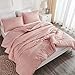 Litanika Pink Comforter Set Full Size for Girls, 3 Pieces Blush Women Plain Bedding Comforter Set, All Season Bed Set (79x90In Comforter & 2 Pillowcases)