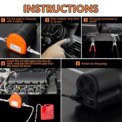 BOYISEN-Oil-Change-Pump-Extractor-12v-80W-Oil-Diesel-Fluid-Transfer-Pump-Extractor-Scavenge-Suction-Pump-Oil-Quick-Changer-for-Car-Boat-Marine-Motorbike-Truck-RV-ATVOrange