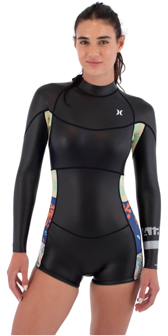 Hurley 2026 Womens Air 2mm Back Zip Shorty Springsuit - Black Skin