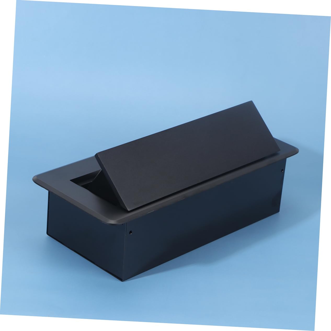 OSALADI Pop Up Steckdose Integriertem Klickmechanismus Runde aus Aluminiumlegierung und Stahl mit 3 Europäischen Steckplätzen in Schwarz für Büro und Konferenzraum