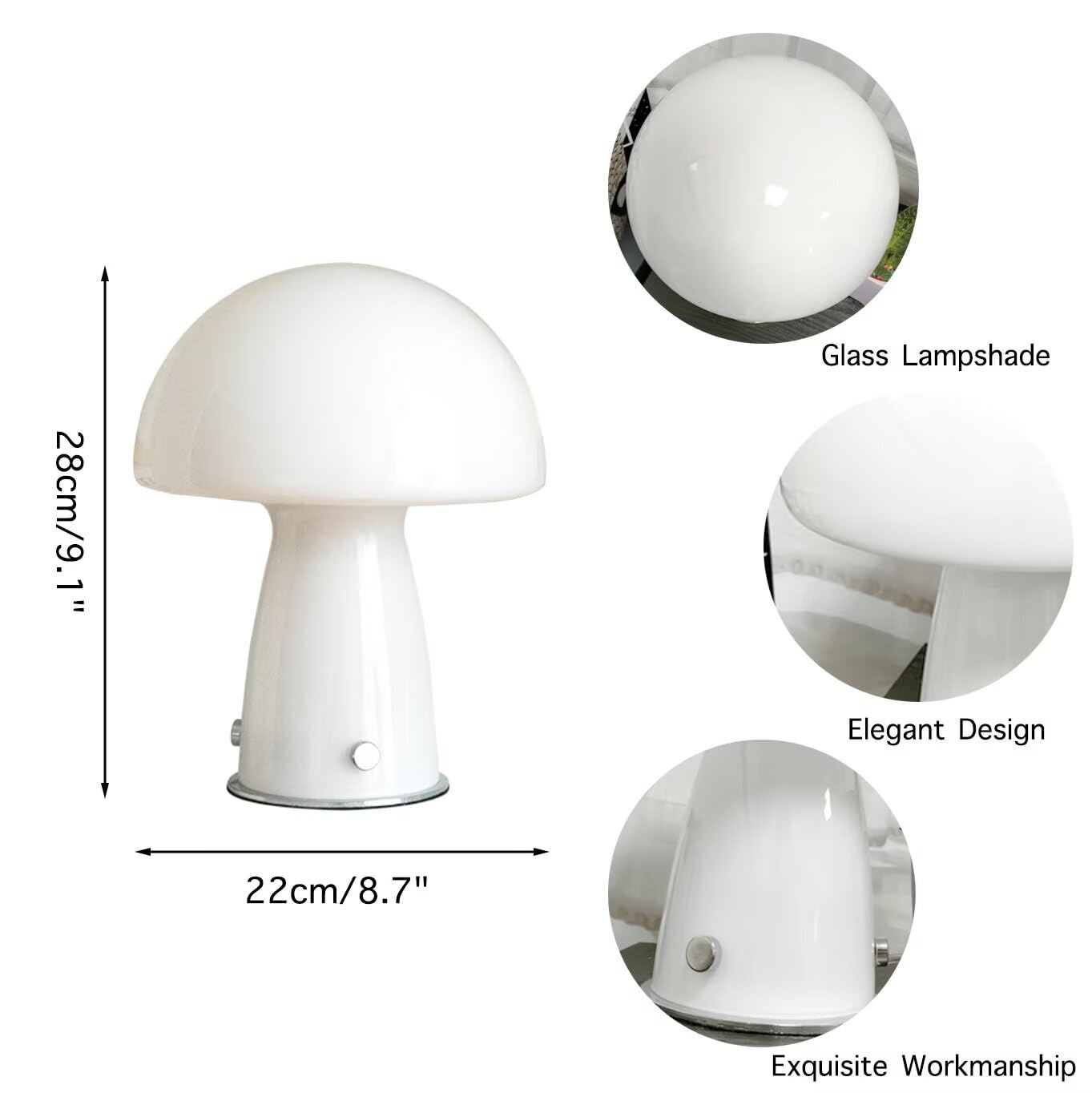 Pilz Tischlampe Hochzeit Nachttischlampe Europäischer Stil Glas Nachtlicht Bauhaus Dekorative Tischleuchte für Schlafzimmer, Wohnzimmer, Hochzeitsgeschenk