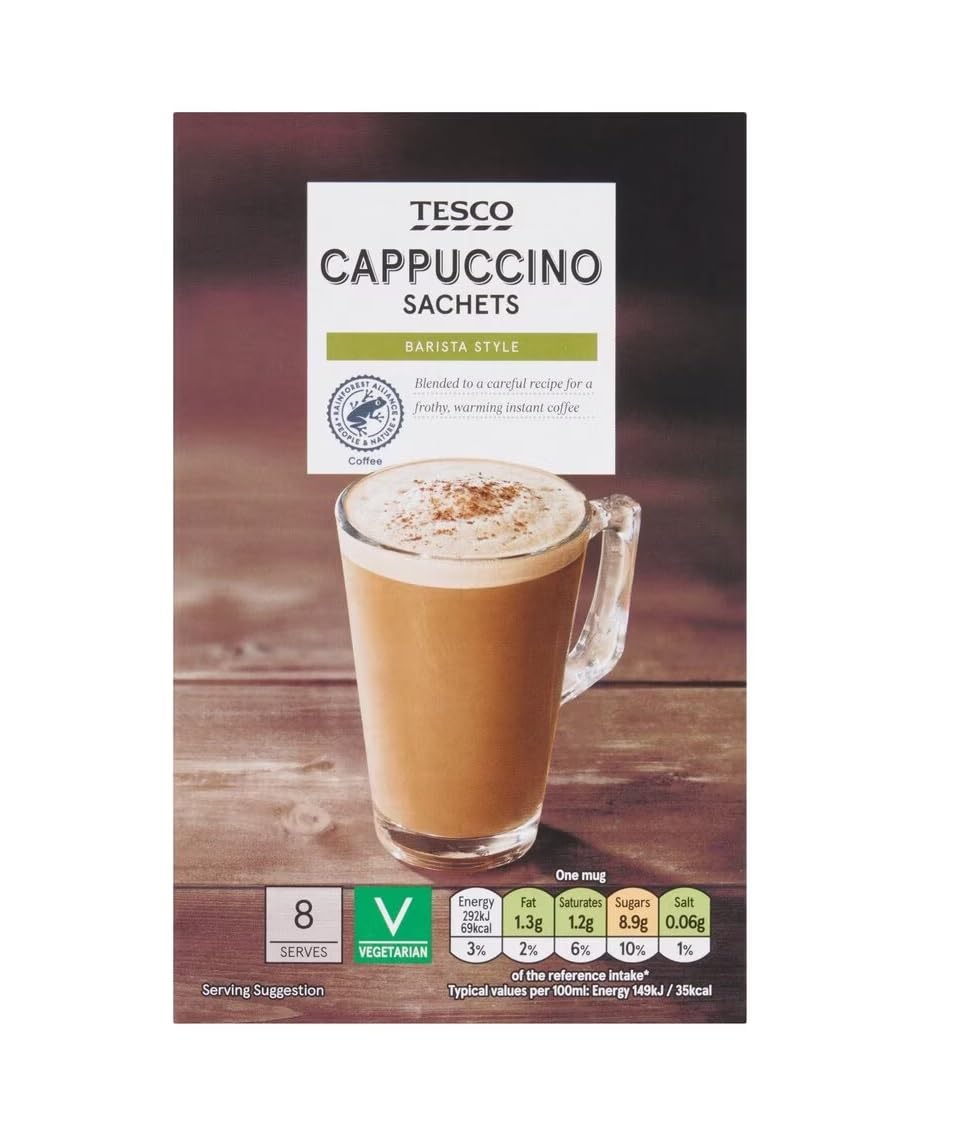 Tesco Cappuccino Sachets, Barista Style, 8 Sachets