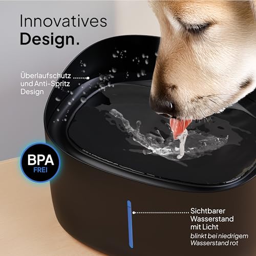 Pretty Paw Trinkbrunnen für Hunde mit 7L Wassertank - Super leiser Hunde Trinkbrunnen - BPA-freier Hundebrunnen mit Filter & LED - Leicht zu reinigender Dog Wasserspender