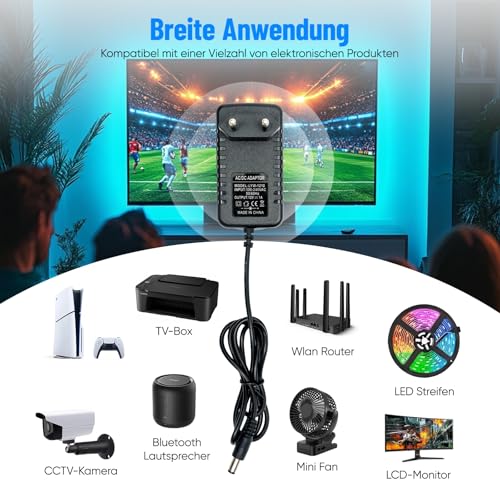 GreenSun Netzteil 12V 1A 12W - AC100-240V zu DC12V DC Stromversorgung Universal Transformator für 5050/3528 LED Streifen, Router, LED Lampen