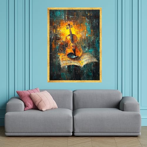 Tableau abstrait sur toile violon pour raviver un mur blanc de salon - 2