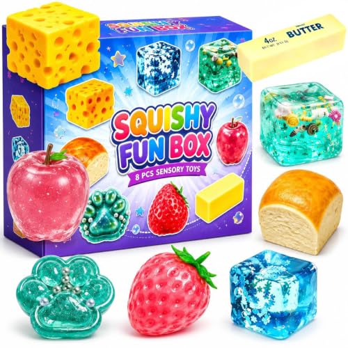 8PCS Squishy Box Mystery Fun Set Pack Blind Malt Sugar Creative Slow Return Squishies Relief Hand Relax Desk Decor Party Favor Gifts for Adult (8PCS A)