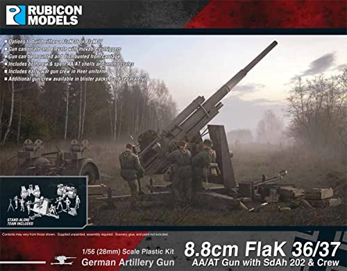 ルビコンモデル 1/56 ドイツ軍 8.8cm FlaK 36/37 AA/AT Gun w/Sd.Ah202 トレーラー&クルー プラモデル RB0069