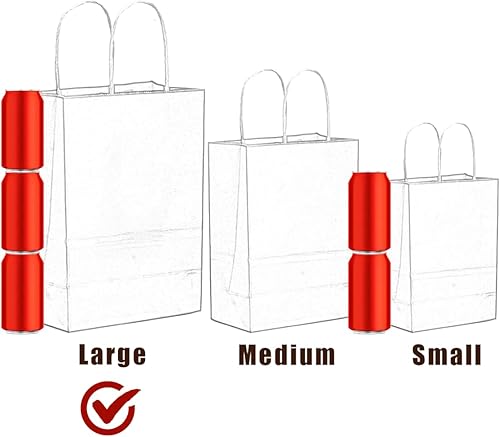 Miniatura 4 de qiqee Bolsas de papel kraft grandes con asas de 13 x 10 x 5 pulgadas, 32 bolsas de papel de regalo, bolsas de color sólido negras (tamaño grande)