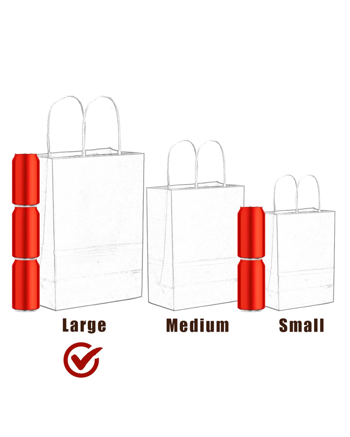qiqee 100PCS Gift Bag with Handles Bulk Kraft Orange Paper Bags Multiple Uses (13''x5''x10'', Large Size)