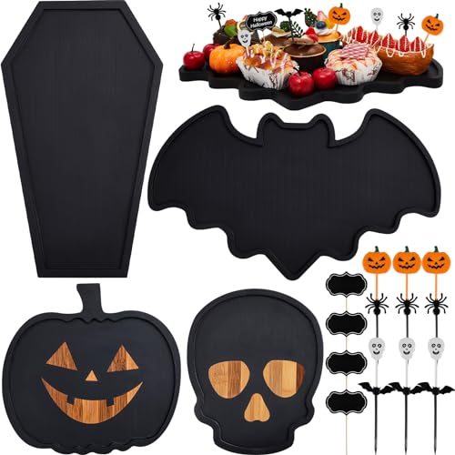Liliful Halloween Pumpkin Wooden Charcuterie Boards, Bamboo Chees...