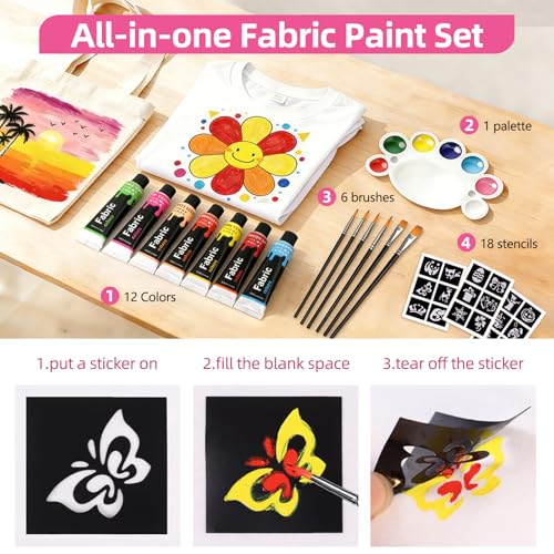25% Off Colorful 12-Color Fabric Paint Kit for DIY Crafts - Image 6