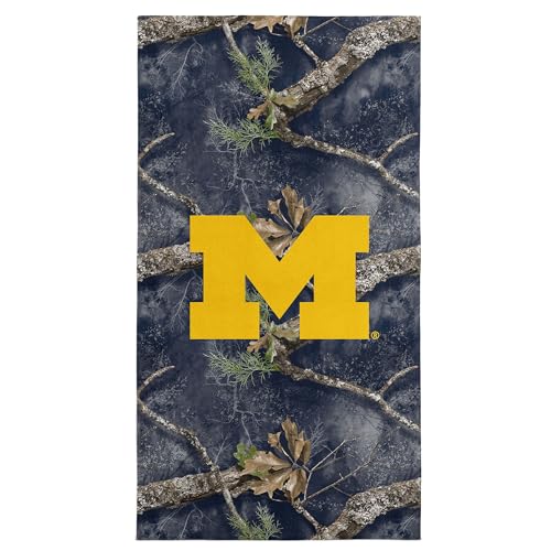 Northwest NCAA Michigan Wolverines Realtree APX Camo Microfiber Beach Towel, Quick Dry Sand Resistant Lightweight Absorbent Bath Pool Swim Travel Fan Gear, 30 x 60 Inch