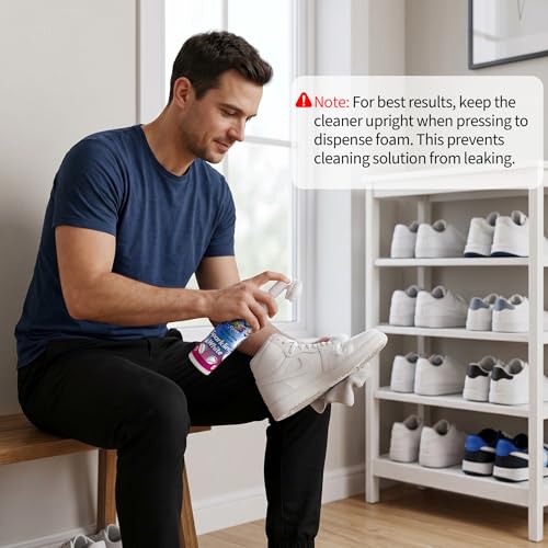 Yass Clean Shoe Cleaner, Water-Free Sneaker Cleaner Foam, White Shoe Cleaner Kit with Brush for Sneaker, Tennis, Leather, Canvas, Golf, Boot, 4 Pack 6.76 Oz — view 5