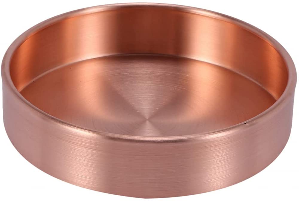 Miedziana okrągła taca do przechowywania stół metalowy organizer do przechowywania biżuterii organizer na małe przedmioty taca do przechowywania dekoracja 14 * 14 cm