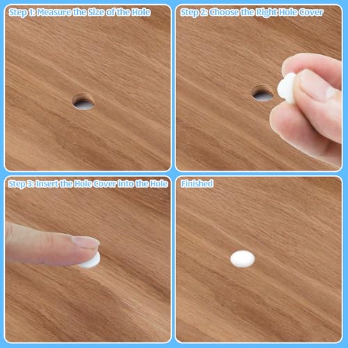 Image of 120Pcs 4Sizes Plastic Plugs for Round Holes, Round Plastic Plugs Insert Round Holes Plugs Knockout Locking Round Drill End Caps, Hole Plugs Plastic for Home Kitchen Cabinet Furniture Shelf