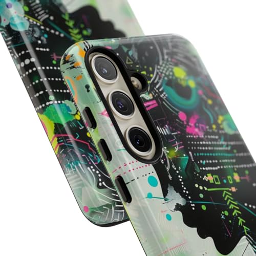 Coque Samsung S24 Plus vert néon brillant motif géométrique abstrait - 2