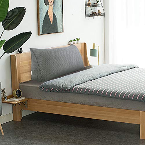 Wowmax Large Bolster Triangular Positioning Support Reading Backrest Wedge Pillow For Headboard For Day Bed Bunk Bed With Removable Cover No Button Grey Twin thumb #4