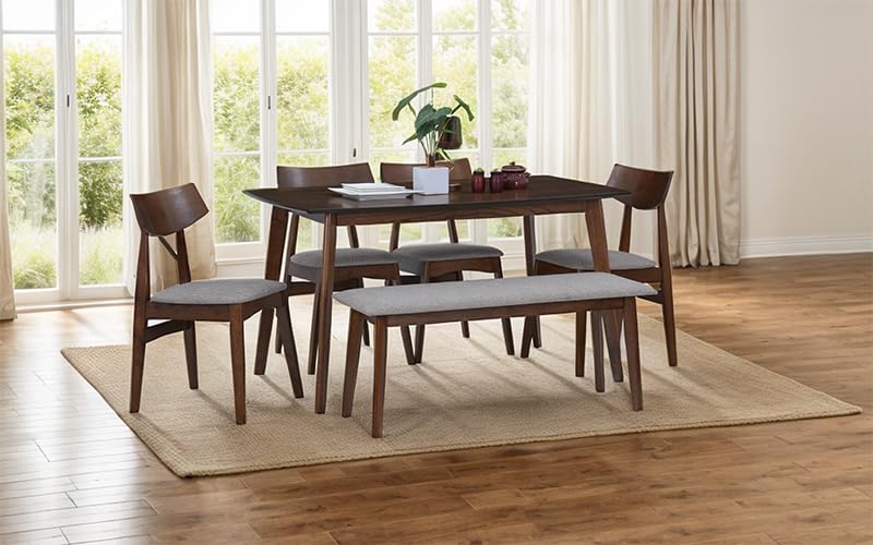 Royaloak Ipoh Malaysia Wooden Dining Table 6 Seater Set | Solid Wood Veneer Top with Sturdy Wood Legs | Fabric Cushioned Seats | Elegant Dining Ensemble from Malaysian Collection | Dining Table-image-21
