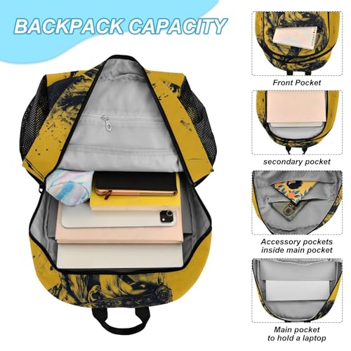 Backpack Lunch Bag Set for Travel Hiking Picnic, Viking Woman Portrait Print Backpacks with Insulated Lunch Box4