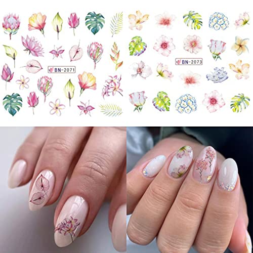 Yosomk 12 Sheets Flower Nail Art Stickers Decals Butterfly Orchid Nail Decals Spring Nail Stickers For Nail Art Supplies Water Transfer Nail Accessories Colorful Design For Women Diy Nail Decorations.… #TOP4