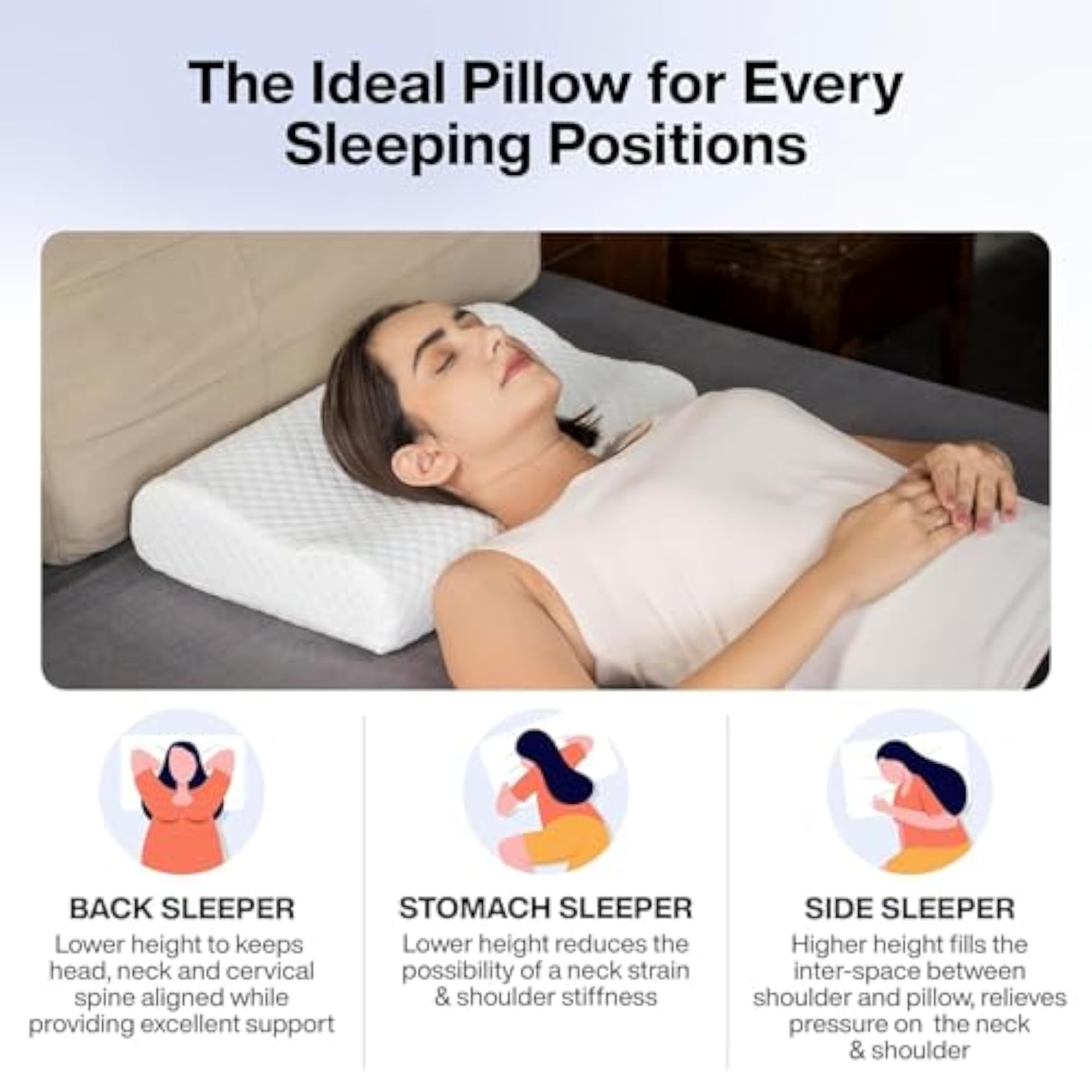 Memory Foam Orthopedic Pillow for Comfort