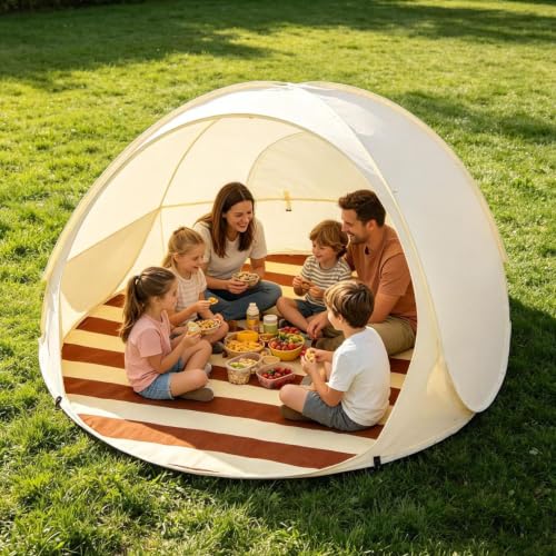Tienda de campaña de playa impermeable que soluciona la falta de sombra y calor extremo 4