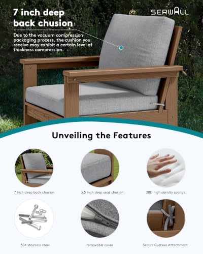 Image of SERWALL HDPE Outdoor Patio Furniture Set Outdoor Couch