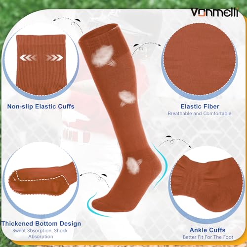 Image of VONMELLI Youth Baseball Belt and Socks Combo, Elastic Softball Belts and Socks for Boys and Adult (2 Pairs of Socks & 1 Belt)