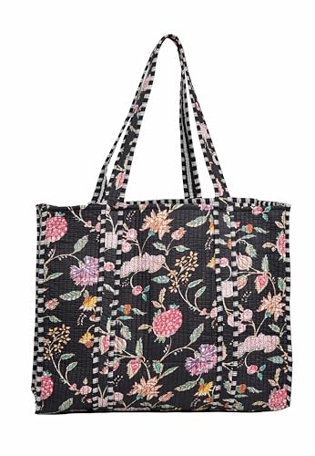 Sac fourre-tout matelassé imprimé floral en coton pour femme Boho