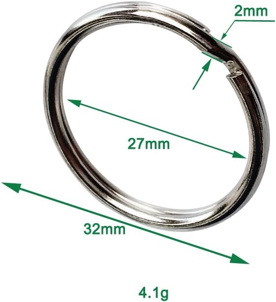 Key Ring/Key Chain, Split Round Metal Silver Keyring for Home/Car/Outdoor/Arts/Lanyards/CraftsKeys Organization (100 Pack 1.25 inches)