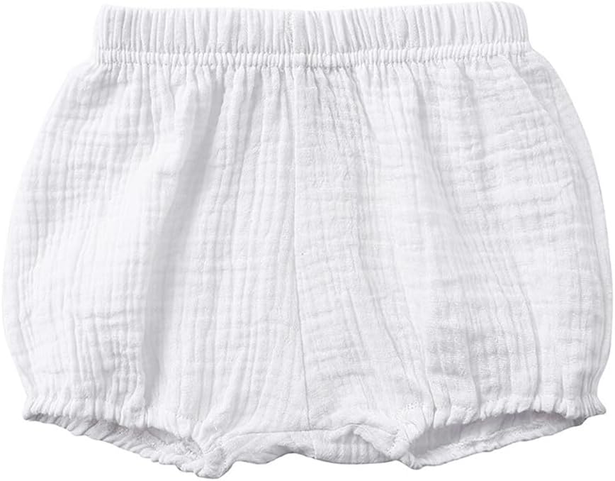 HAOLUKI Baby Girls Boys Bloomers Newborn Toddler Kids Unisex Cotton Linen Shorts Solid Color Cute PP Pants