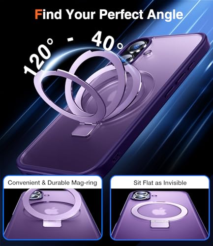 Coque iPhone 16 violette Chicfun 3-en-1 avec support bague magnétique compatible MagSafe