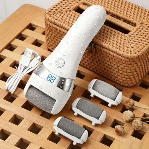 Ponceuse électrique pour pieds rechargeable avec 3 têtes rotatives et affichage