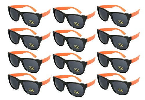 Edge I-Wear 12 Pack 80’s Style Neon Party Sunglasses Adult/Kid Size with CPSIA certified-Lead(Pb) Content Free