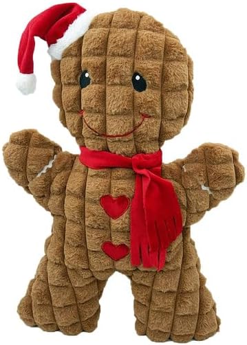 Pet Lou Christmas Gingerbread Man, 21 pulgadas, Marrón, Juguete que chilla, Peluche