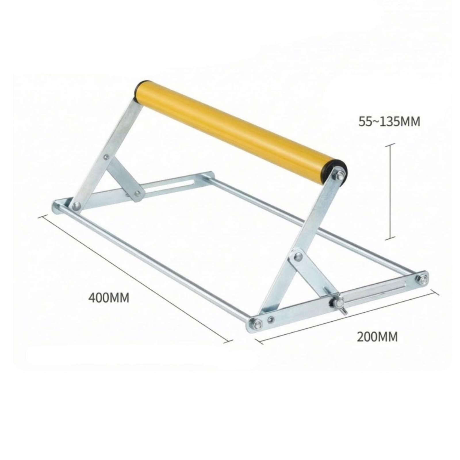 Höhenverstellbar Klappbock | Rollenständer mit Klapprahmen, robuster 201, für Sägearbeiten, Werkstatt, Baustelle, Handwerker, Gelb, 40CM