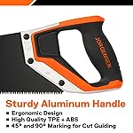 JORGENSEN 15” Hand Saw, Black Coated Coarse Handsaw 8TPI for Wood Cutting, Ergonomic Non-Slip Aluminum Handle for Sawing, Trimming, Gardening, Pruning, PVC - Image 4