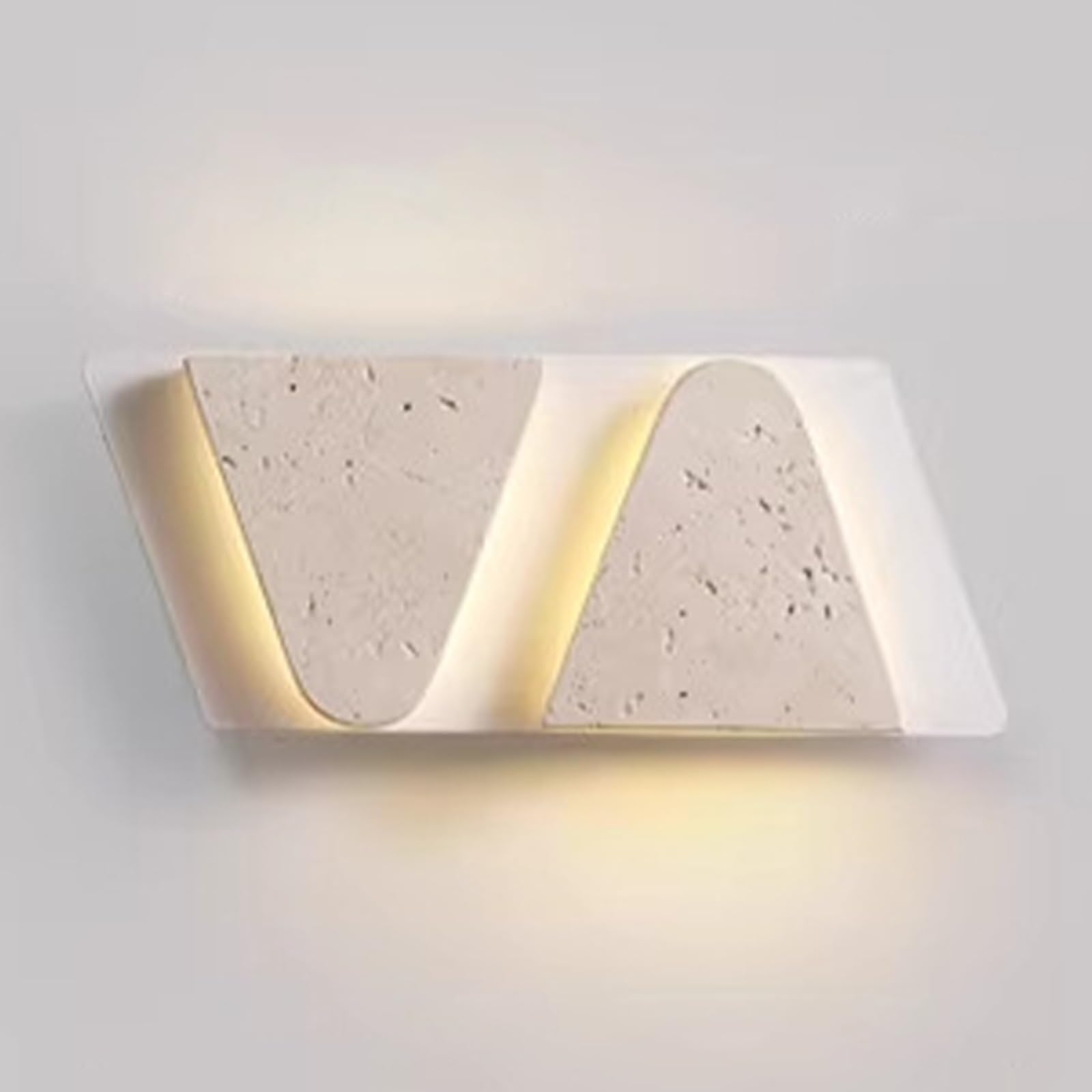 SXWNBIFH Modern Travertine LED Sconce, Natural Stone Geometric Wall Lamp, 3000K Warm Light, Wabi-Sabi Wall Mount Light Fixture for Bedroom Living Room Hallway Bathroom(22cm)