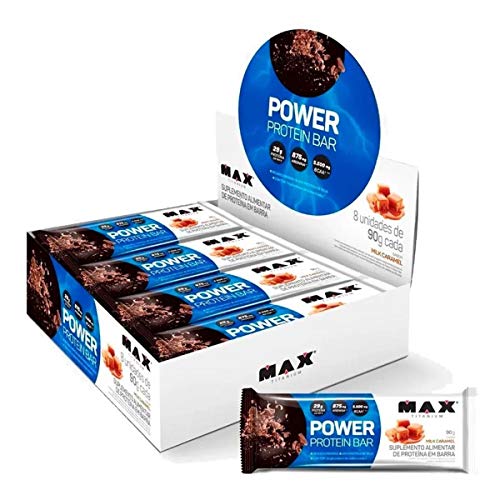 Power Protein Bar (8 unid - 90g) - Sabor Milk Caramel, Max Titanium