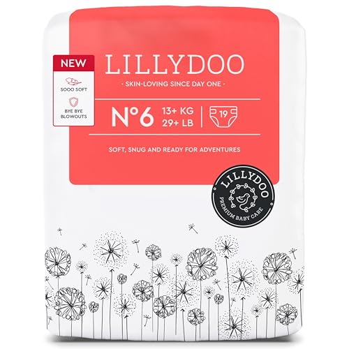 Pañales LILLYDOO delicados con la piel - talla 6 (13+ kg), 19 unidades, protección contra fugas, suaves, sin perfumes ni lociones y dermatológicamente probados