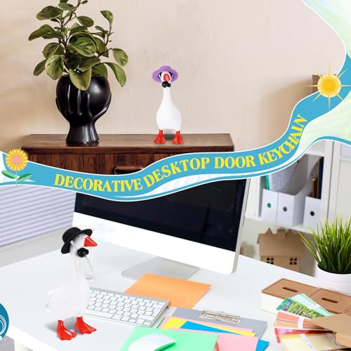 Geelin 6 Pcs Mini Desk Goose Outfits 7 Inches Cute Magnetic Goose Key Holder for Home Office Magnetic Geese Table Decor Gift(Bowler Hat) - image 6