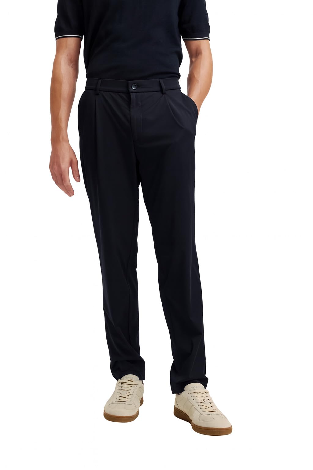 bugatti Herren Bundfaltenhose 1196-86842D Tapered Fit Flexcity Performance Stretch Taschen bequem
