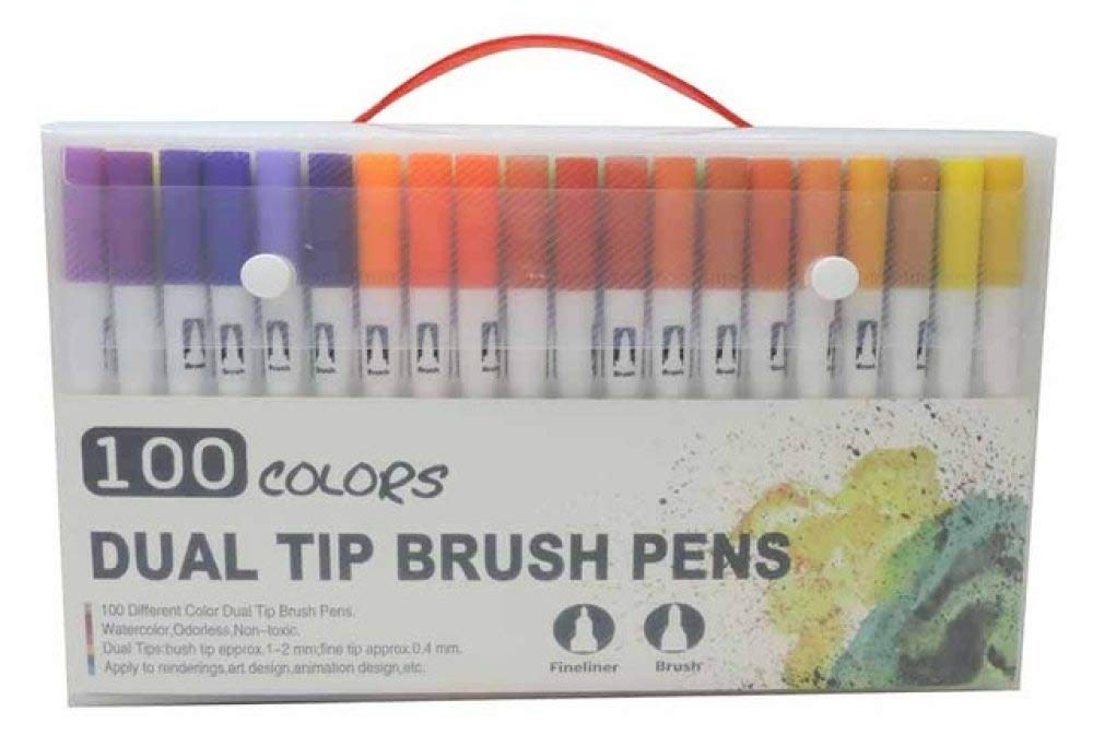 Pennarello per Acquerello 60/72/100/120PCS Pennarello a Doppia Punta Pennarello Fine Liner Pennarelli per acquerelli Pennarelli per colorare Disegno Pittura Schizzi Pennarelli 120 Colore Bianco C